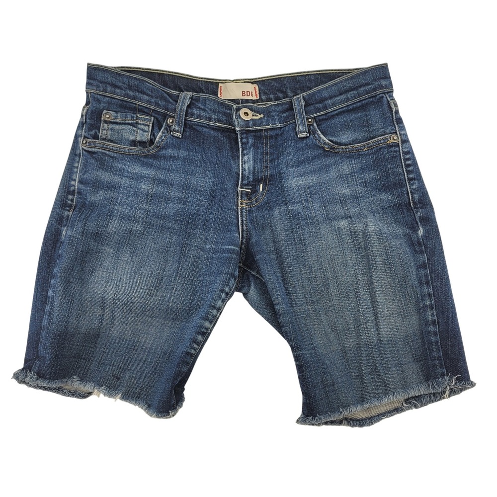 BDG Denim Shorts Womens 30 Blue Raw Hem Cut Off Stretch Jean Shorts